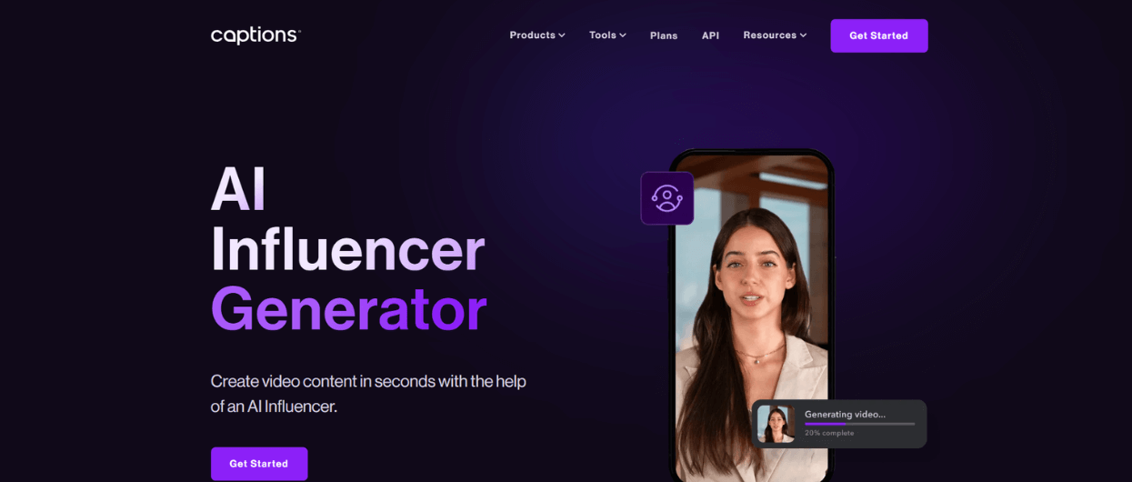 Captions AI influencer generator
