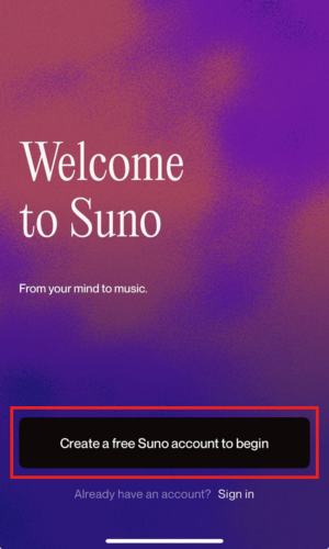 How To Download Suno AI Songs On iPhone & Android 2 Create an account on Suno ai app