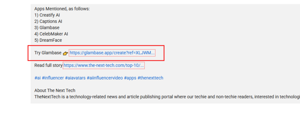 Mention affiliate link in the description