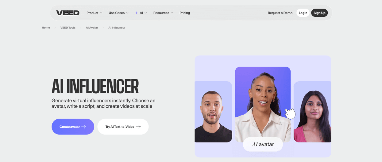 Veed.io generating models from image for free